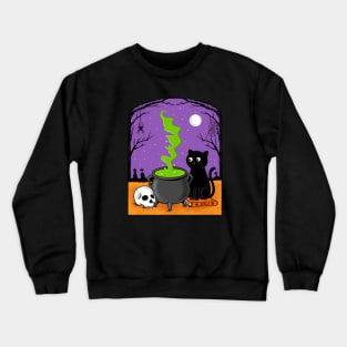 Cat and Witch Crewneck Sweatshirt